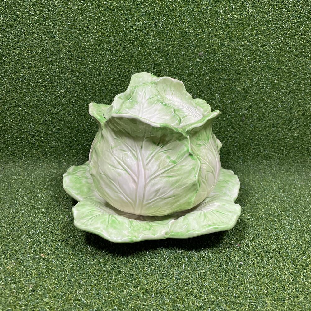 Vintage Fitz & Floyd Vegetable Garden Cabbage Tureen Lid Underplate Japan